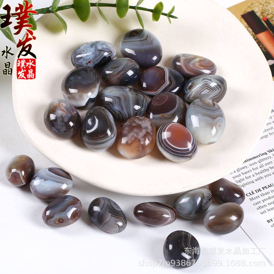 天然波斯湾玛瑙滚石 缠丝玛瑙打磨石 跨境贸易