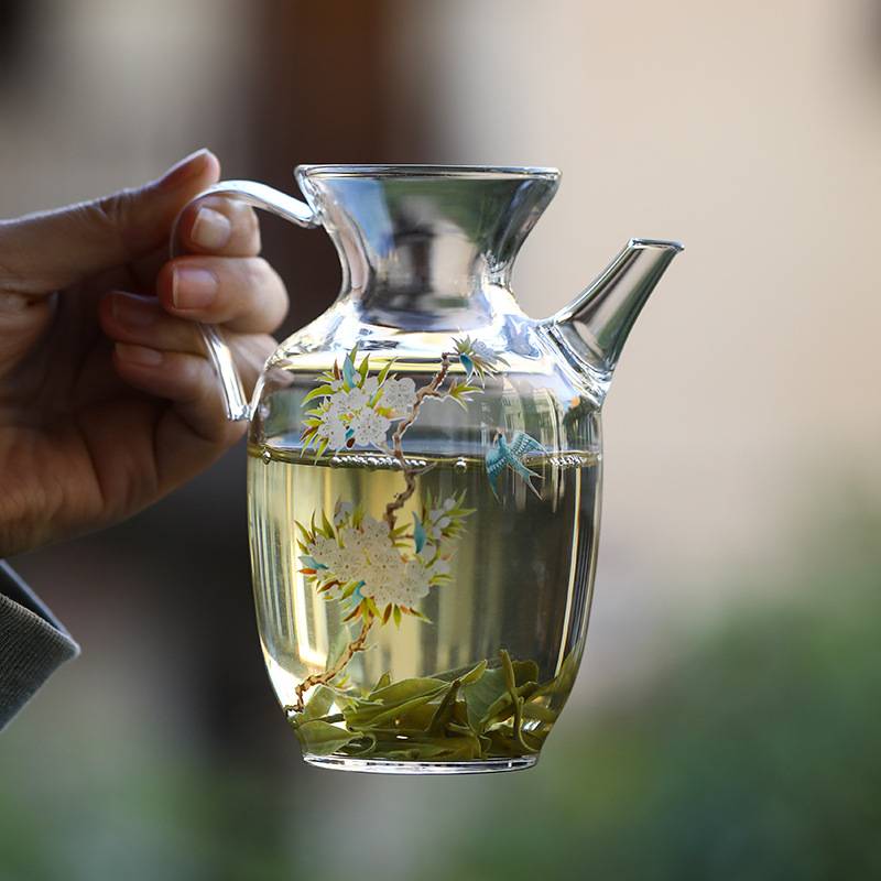 仿宋手执壶高硼硅玻璃加厚耐热带过滤花茶壶家用创意冷泡茶器茶具