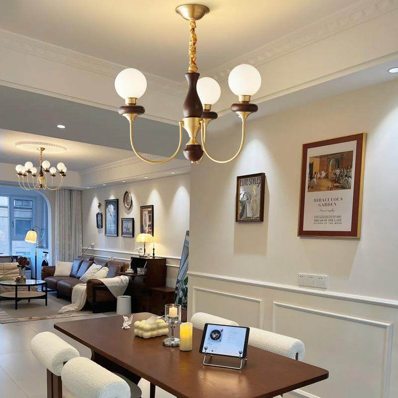 客厅吊灯式复古轻奢95大全铜玻璃豆餐厅美灯胡魔桃气木主卧室书房,家装灯饰光源,智能吊灯,淘宝优惠券,粉丝福利购,淘宝优惠卷