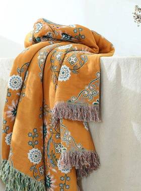 Chă沙nso发fđanaăng流苏双TFK面四季沙发套毯盖毯毛巾被