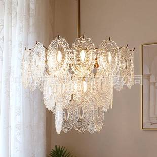 室法式吊灯家具居全铜轻奢复古玻璃客8823厅卧书房餐厅主卧复式灯