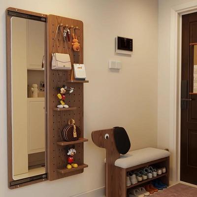 洞洞穿衣镜AZA一体隐形推拉可关全闭身镜子关隐板藏入户门口玄全