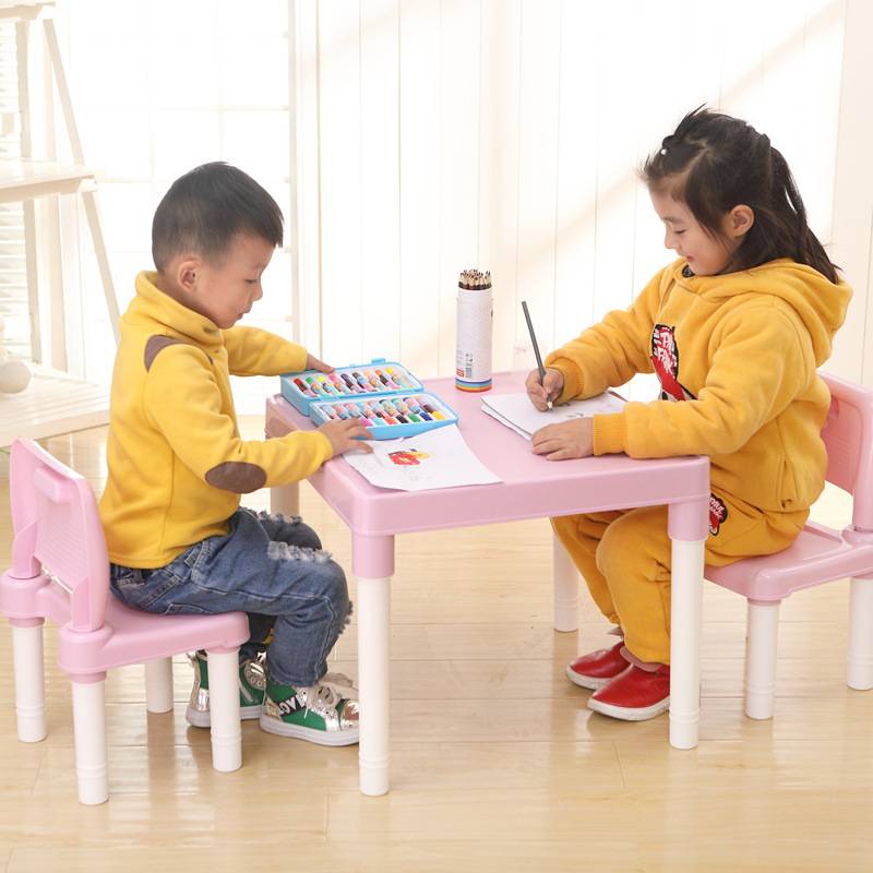 亿美塑料儿童学习桌椅套装 幼儿园儿童靠背椅早教椅 儿童塑料椅子