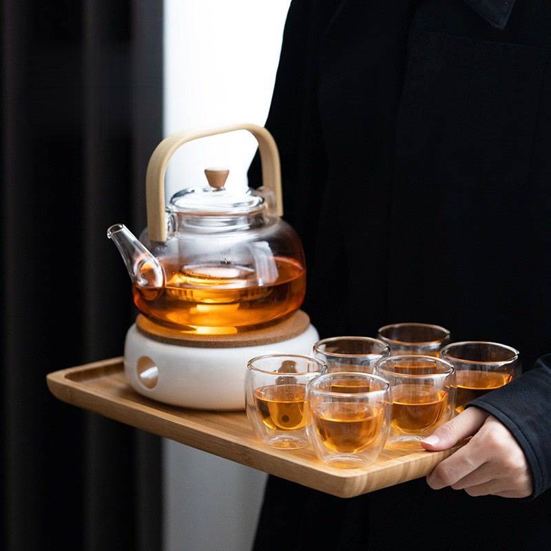 日式玻璃家用单壶泡茶壶耐热高温蜡烛煮茶炉茶具套装大容量温茶壶