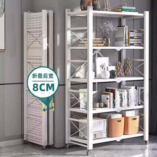 折叠置物架纳ZPZ客厅阳台架地子架厨房落多层可移动铁收艺免圣之