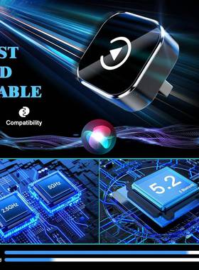 跨境热销carplay2智p能便携车载互SSK联盒安卓in1有线转无线ca子r