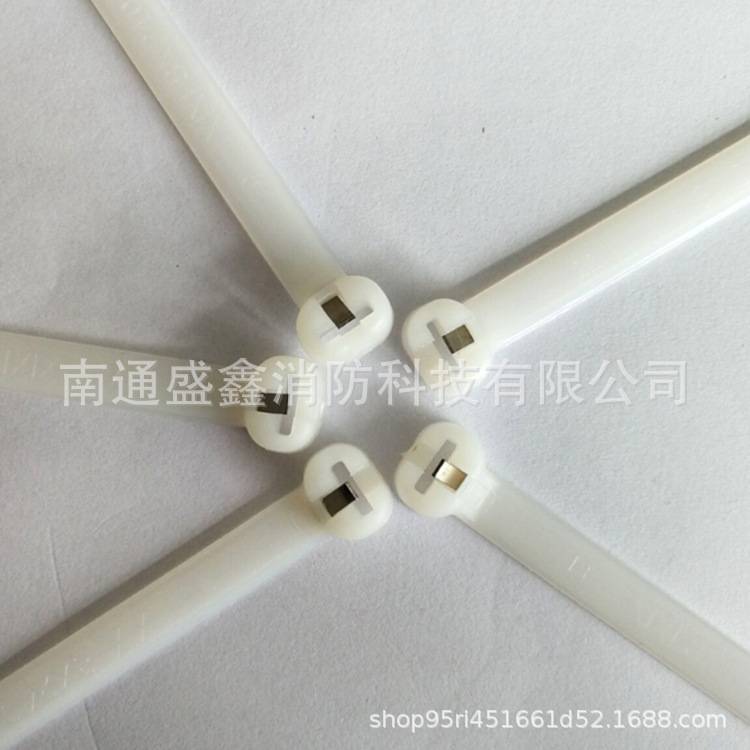 嵌钢片尼龙船用不锈钢嵌片式扎带NZ140Q 钢牙扎扣自锁塑料带 白色