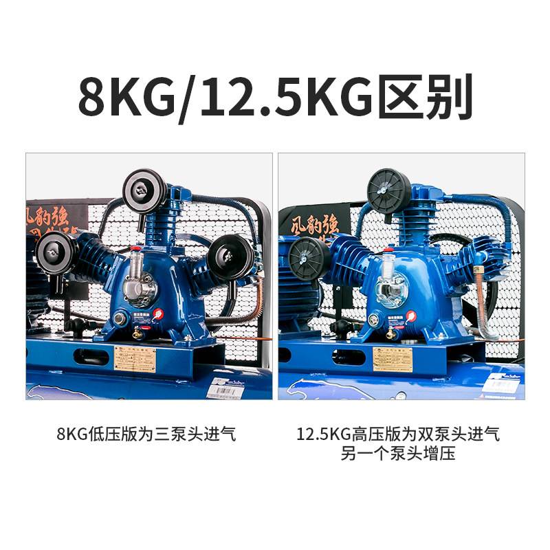上海风豹活塞式空压机气泵0.36-8铜线电机3KW木工喷漆双缸