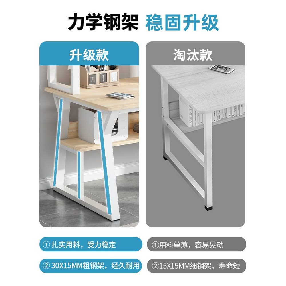 书桌书架一体桌子家用卧室台式电脑桌学生出租屋写字桌简易学习桌