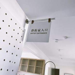 韩式 铁艺悬挂白色亚面力板不锈钢575侧挂招牌侧门牌克广告牌双LOG