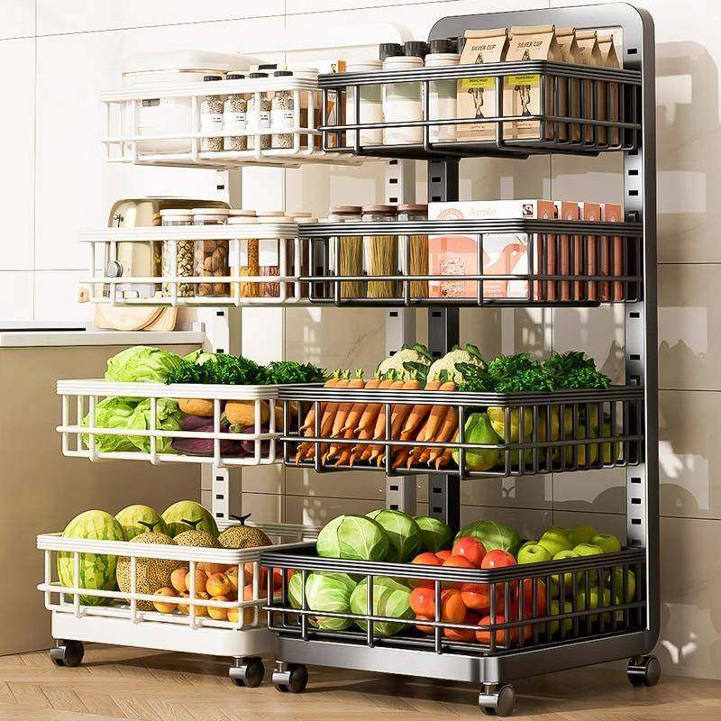 厨房ZNT夹缝置物架落地多层窄冰箱侧面菜篮架子极缝收纳果蔬菜小,收纳整理,书桌收纳置物架,淘宝优惠券,粉丝福利购,淘宝优惠卷