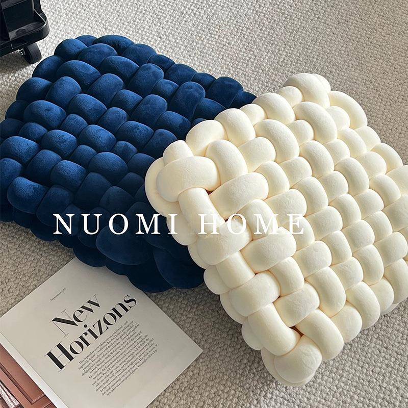 奶油靠风手工BLH编织抱枕方形椅垫坐垫屁飘窗沙客厅背垫网垫红靠