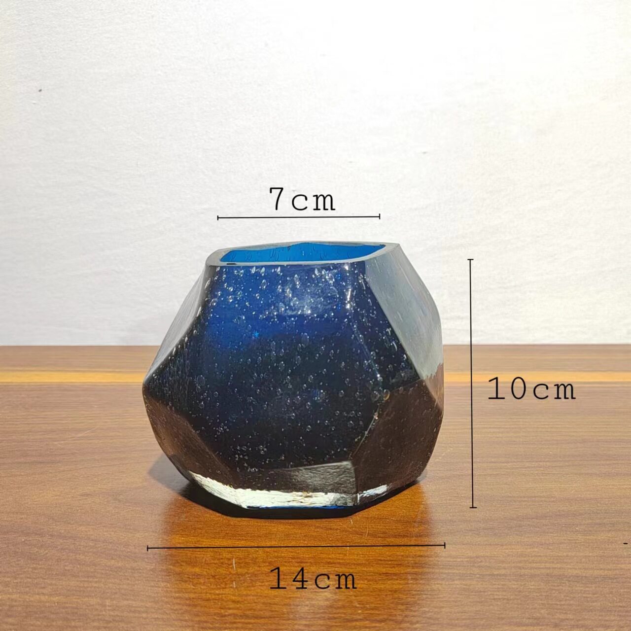 现代简约蓝色几何创意小花瓶家居样板房客厅桌面插花装饰摆件