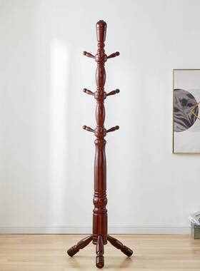 胜添白蜡木落地衣帽架 中大款卧室客厅置物架 衣架落地实木挂衣架