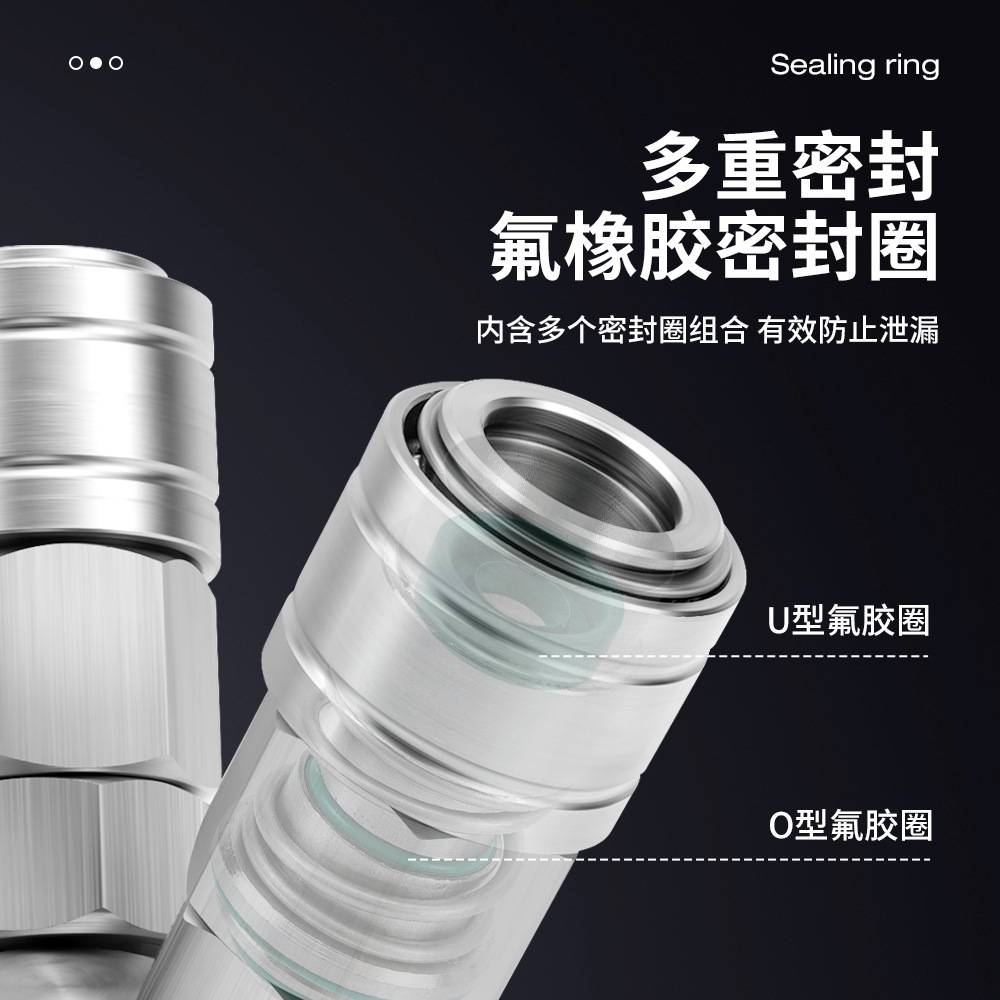 不锈钢自锁圆三通SMY外丝气动C式快速接头三插叉空压机SMV圆二通