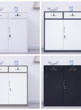 钢制柜办公室文件柜地柜纳柜打收活印机矮柜桌XHO边带锁铁储物柜