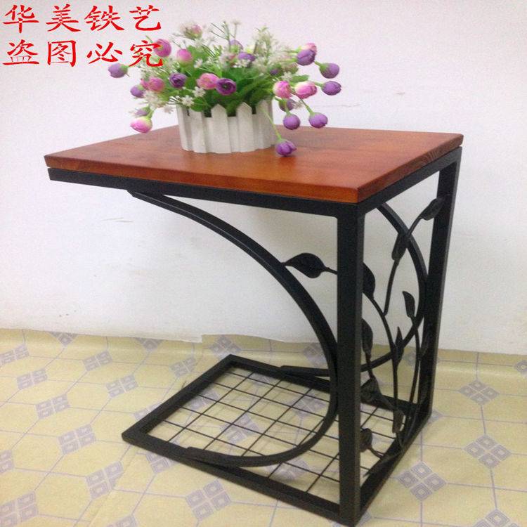 复古实木铁艺客厅沙发茶几边几角几电话桌卧室床头柜床边桌子包邮