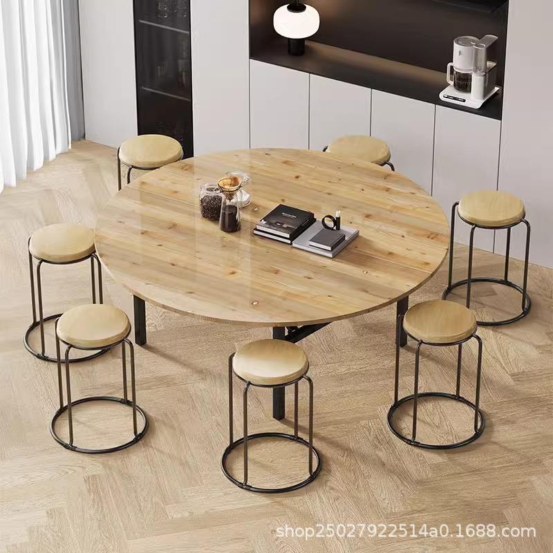 折叠圆面桌板加厚实木餐桌10人5桌B-22人20人1饭圆形桌面转盘大圆