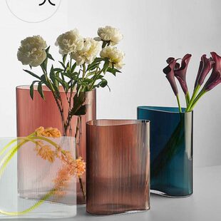 波光潋滟 土耳其NUDE迷雾系列水晶玻璃花瓶艺术玻璃花器客厅花插