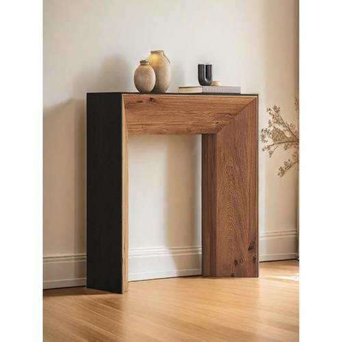 Wabi-Sabi风格实木入口桌B&B客厅壁炉原木覆古入口桌墙装饰简单的