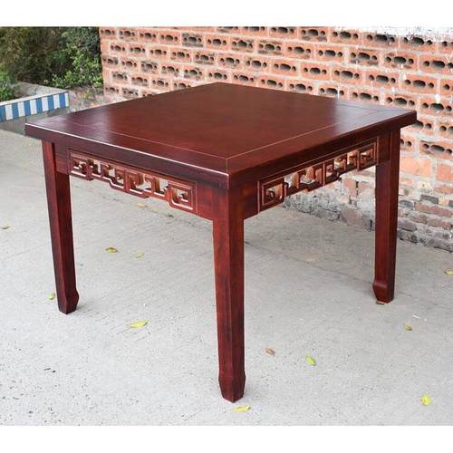 八仙桌农家乐餐桌家用仿古四方桌子实木饭店正方形碳化木简约中式