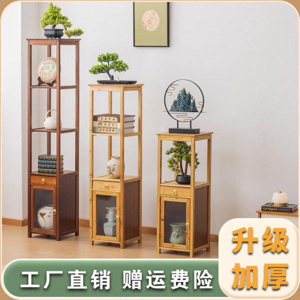 新中式花架子客厅落地式轻奢楠竹花盆植物摆放架室内置物架陈列柜,住宅家具,家用陈列柜,淘宝优惠券,粉丝福利购,淘宝优惠卷