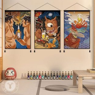 日式居酒屋背景墙布和风艺伎挂毯商用餐厅寿司店装饰布艺挂画挂旗