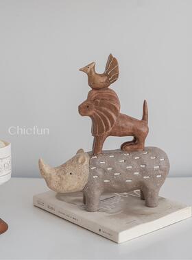 创意树脂动物手工摆件客厅玄关酒柜博古架装饰摆设家居饰品工艺品