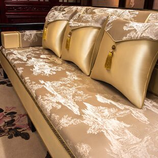 中式沙发坐垫盖布防滑罗汉床垫子套罩高档实木沙发垫布艺盖巾定制