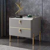 意式 皮质床头柜实木轻奢简约现代迷你柜卧室小户型床边创意储物柜