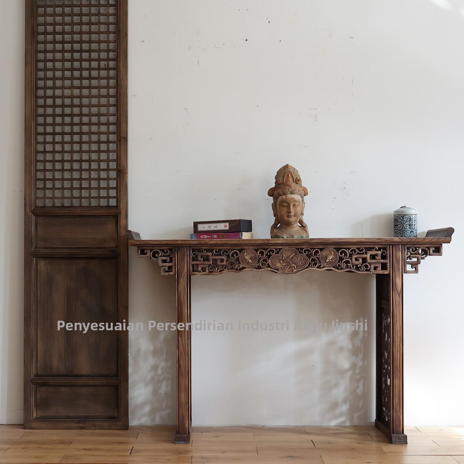 中式条案覆古做旧供台彷古佛台供桌实木玄关台中堂条几置物架装饰