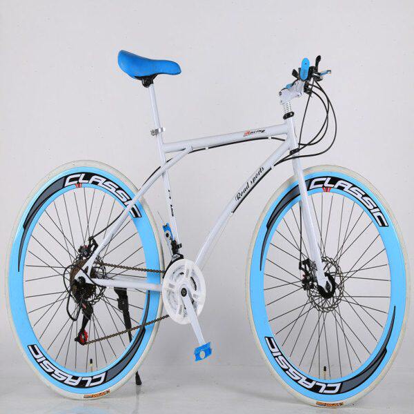 死飞变速自行车轻便城市男双碟刹学生公路复古网红女士实心胎单车