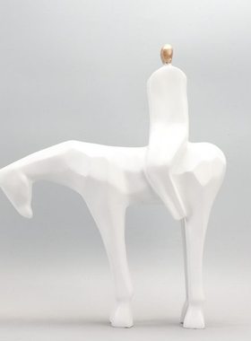 现代欧式简约艺术抽象人物牧马人雕塑软装饰品样板房酒店展厅摆件