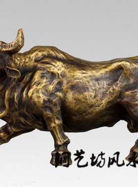 铜艺坊 铜牛摆件全铜牛转乾坤工艺装饰品招财办公桌室客厅生肖牛