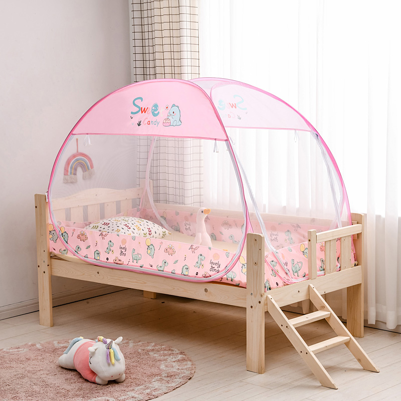 小学生上下铺三开门通用免安装蒙古包带支架L可折叠拉链蚊帐防蚊7