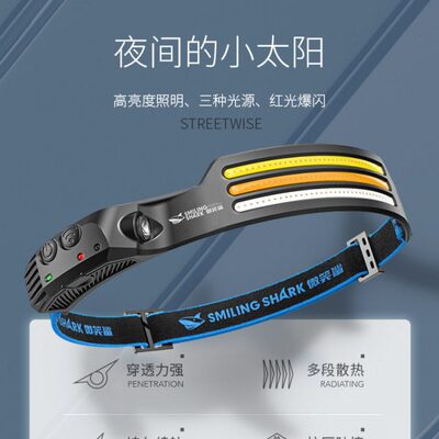泛光头灯COB强光52000散光充电超亮头戴式超轻夜钓灯专用工作灯W