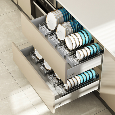 厨房橱柜抽屉内置物架小型放碗A架沥水架柜子里分隔碗碟收纳盒神