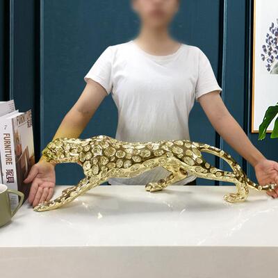 树脂电镀办欧式豹实9心6CM长子摆件创意1401家居公室电视柜创意装