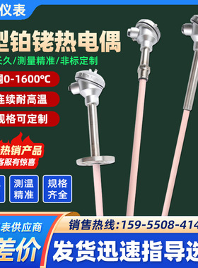 新品S型铂铑热电偶WRP-130/230耐高温0-1600度刚玉管热电偶温度传