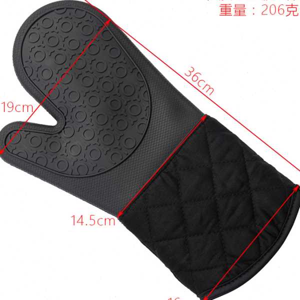 九个赞加厚涤棉圈圈硅胶隔热手套 加厚微波炉手套 烤箱防水防滑耐