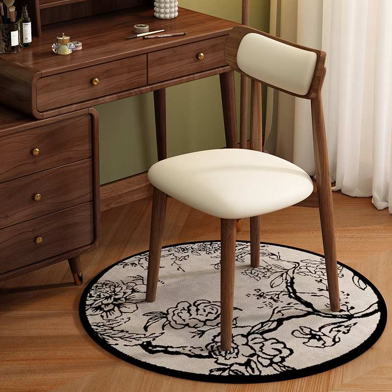 简约奶油餐椅家用椅复古风实木餐厅吃饭凳子网红靠背中古风吃饭椅