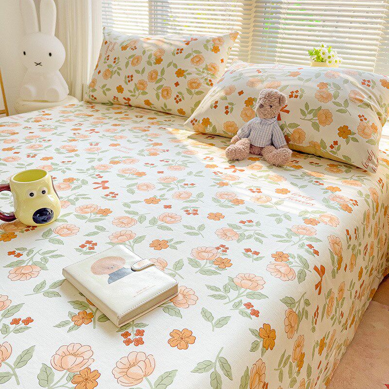 全棉斜纹印花床单单件花卉被单学生宿舍单人双人床单单品