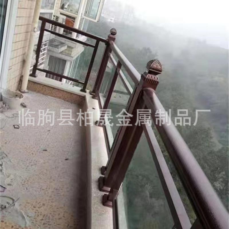 栏铁艺铝艺玻璃阳173用台护扶手立柱房室内家自建别墅阳台玻璃栏