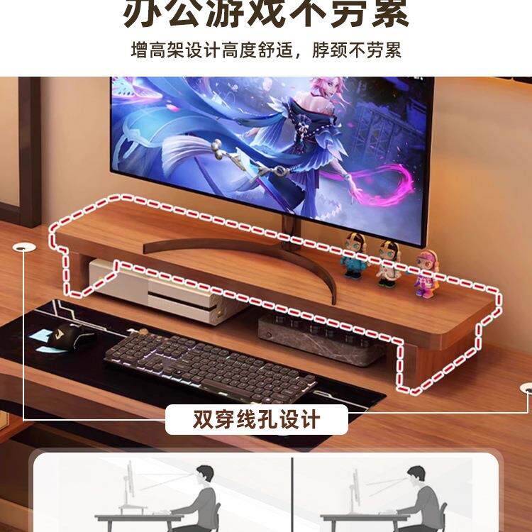 实木电角电脑桌FY-dnz52卧室家用转台书桌书架一体双人竞式桌拐角