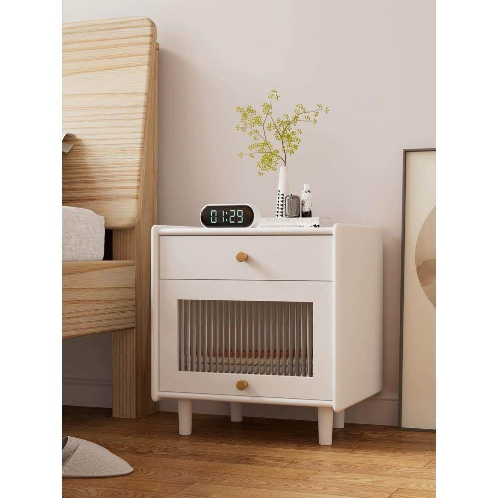 全柜储物柜实卧室收日BLM纳白蜡木豆原色边柜床木头柜简约现代式