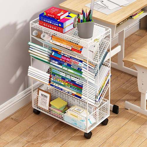 书架可移动教室课书本纳带收中小型直轮书桌旁小桌书架落地置物架