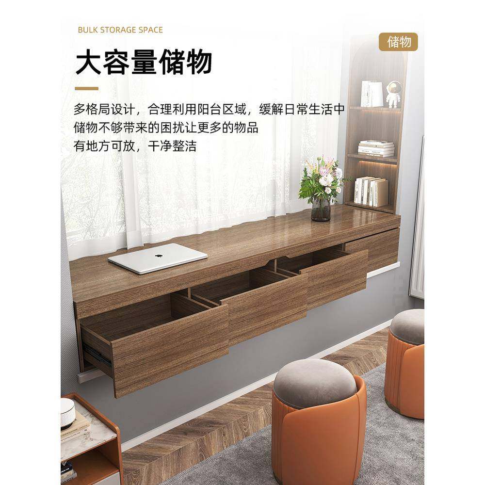 ?实木飘造窗窗书桌电脑ST-852桌飘抽拉式写字书桌推抽屉柜窗台改