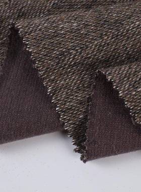 粗字纺现货混羊毛纺氨纶双面人毛690克GUA棉粗格呢裤子大衣面料呢