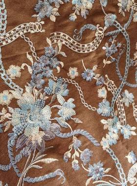 EG-192107牛EG-19210仔布亮片绣花亮片珠片绣花直刺绣料2面厂家销