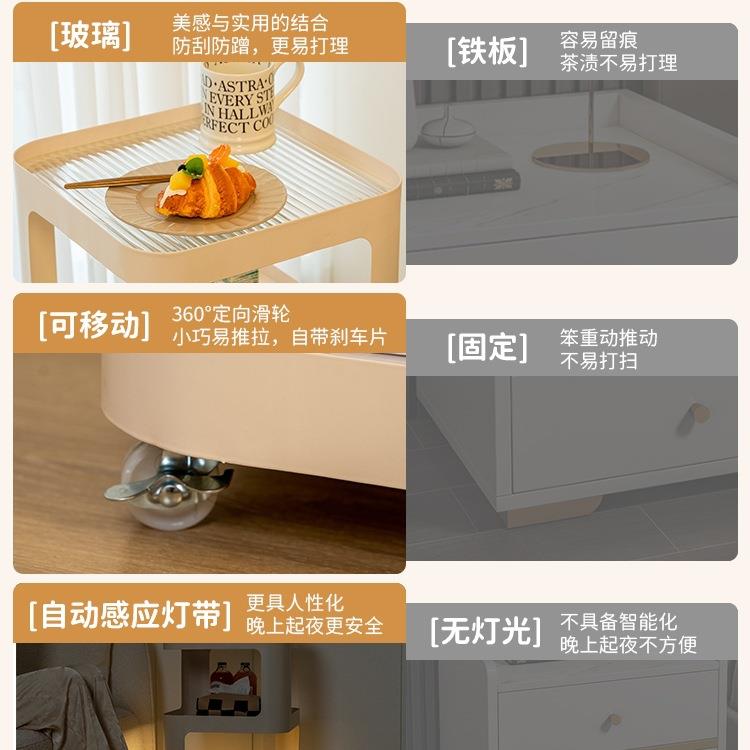 小型床头可柜简约现代家用卧室架床头置物子灯铁艺创带意移MKCTG-